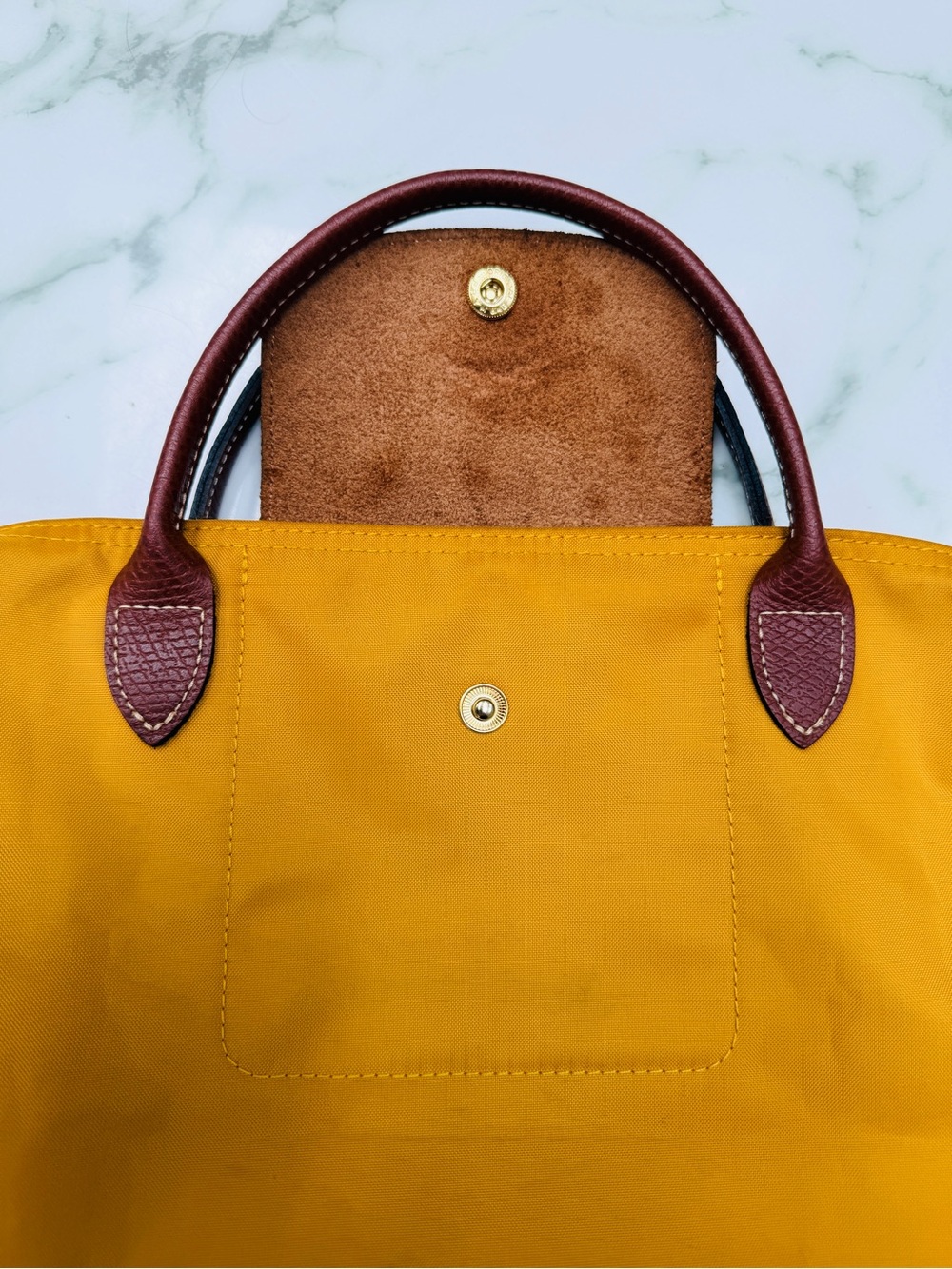 Longchamp Le Pliage Original Small Top Handle Bag - Mustard / Soleil Yellow - Picture 8 of 15